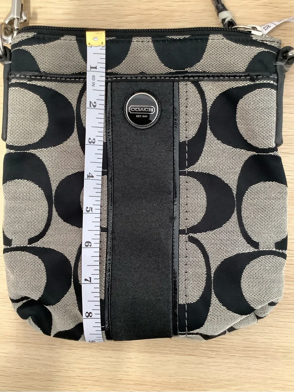 Coach Black and Tan Signature Canvas Crossbody